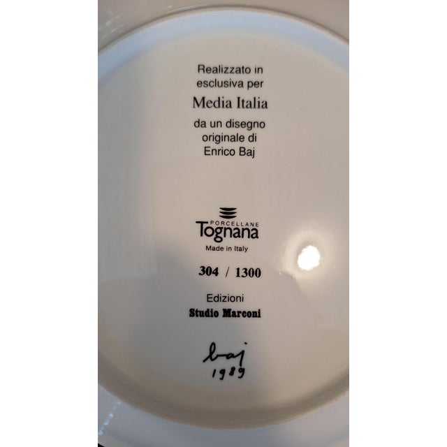 Porcelain Plate by Enrico Baj Produced by Media Italia for Tognana, Italy, 1990s For Sale - Image 4 of 5