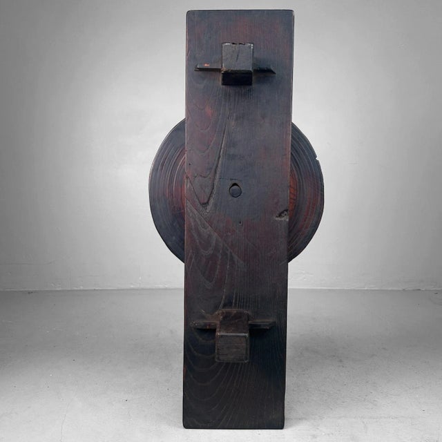 Black Antique Japanese Wooden Pulley Keyaki Wood, 1900 For Sale - Image 8 of 18