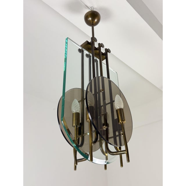 Six-Light Chandelier in Brass and Nile Green Murano Glass, 1960s For Sale - Image 14 of 14