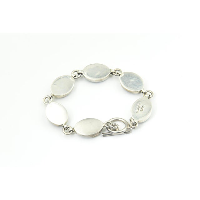 Metal Late 20th Century Mexican Turquoise Sterling Silver Link Bracelet For Sale - Image 7 of 14