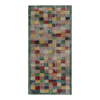 1960s Vintage Zeki Müren Art Deco Rug With Geometric Patterns For Sale