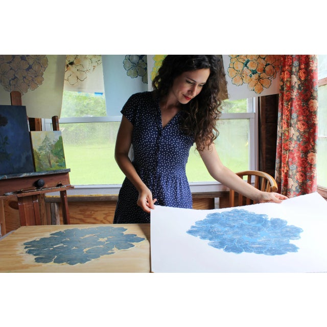 Red "Tokyo Rose" Contemporary Abstract Red Flower Woodblock Botanical Print by Michelle Farro For Sale - Image 8 of 12