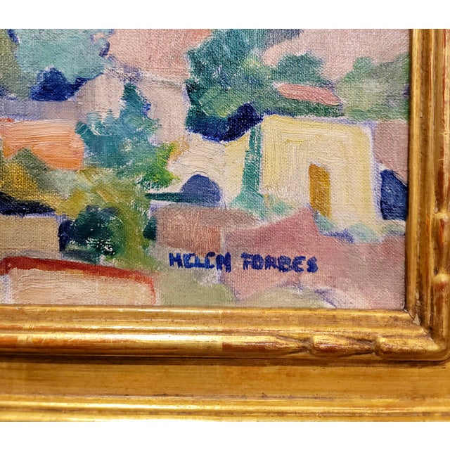 Helen Katharine Forbes-Village by the Bay Area-1920s Impressionist Oil Painting For Sale In Los Angeles - Image 6 of 9