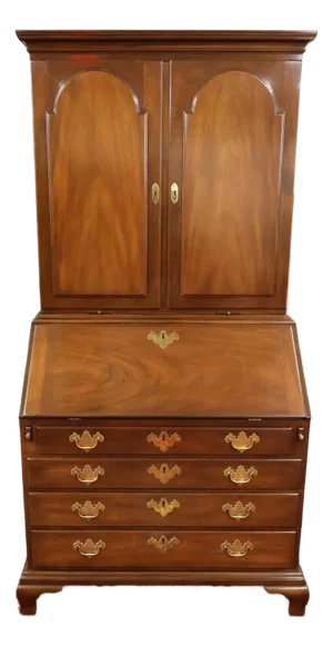 1980s Kittinger Historic Newport Mahogany Chippendale Style Secretary Desk