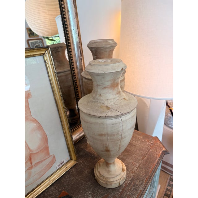 Vintage-handmade wood turned urns.