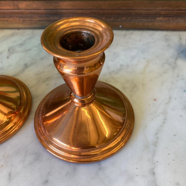 1970s 1970s Classical Copper Candleholders - a Pair For Sale - Image 5 of 6
