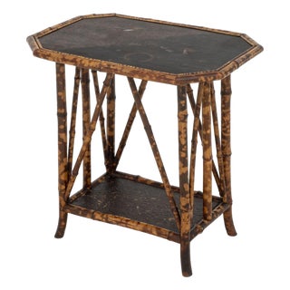 Chinoiserie Lacquered Bamboo Two-Tier Side Table For Sale