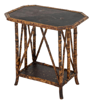 Chinoiserie Lacquered Bamboo Two-Tier Side Table