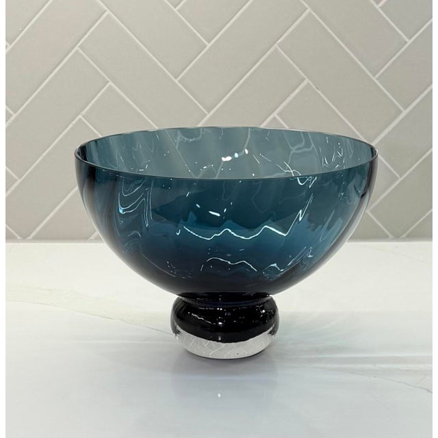 Listing 1 of 2 Global Views small ball footed bowl in deep blue hand-blown art glass, crafted by skilled Polish artisans....