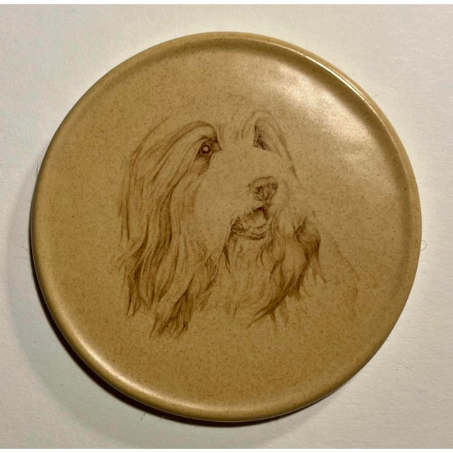 Set of 4 Vintage Honiton Pottery England Round Ceramic Dogs Coasters For Sale - Image 4 of 8