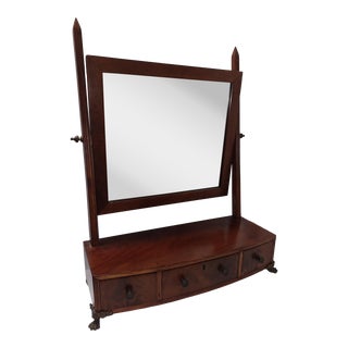 Early 1800s Georgian Bow Front Mahogany Dressing Mirror For Sale