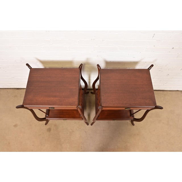 Maslow Freen French Regency Louis XVI Carved Mahogany Nightstands, Newly Refinished For Sale - Image 11 of 14