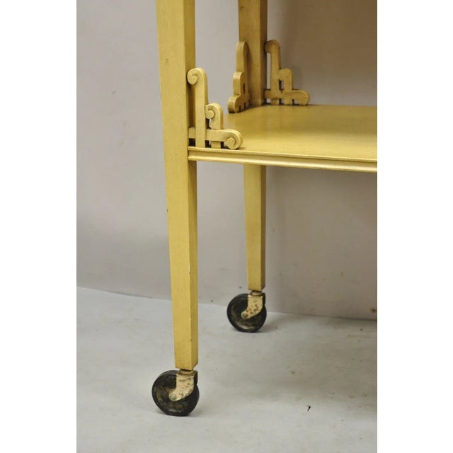 Wood Vtg Chinoiserie Bone Lacquer 54" Oriental James Mont Style Console Hall Table For Sale - Image 7 of 12