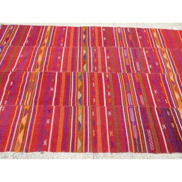 Textile Turkish Jajim Kilim Rug 4'11" X 8'1" For Sale - Image 7 of 12