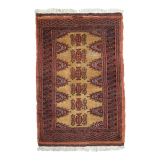 1960s Handmade Vintage Uzbek Bukhara Rug 2.5' X 3.9' For Sale