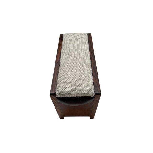 Magnificent and rare Art Deco Modernist stool. Striking Dutch design from the 1920s. Solid oak and original oak veneer...