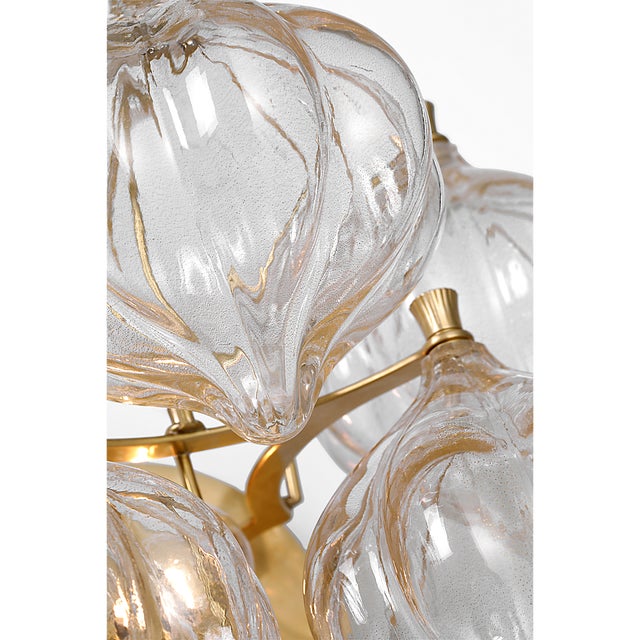 Metal Julie Neill for Visual Comfort Signature Caselli 15" Sconce in Hand-Rubbed Antique Brass with Gold Fleck Glass For Sale - Image 7 of 12
