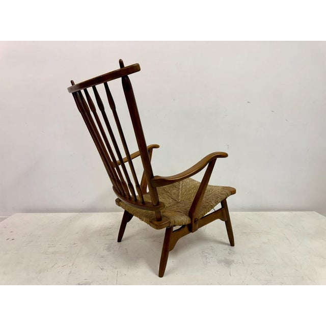 Dutch Stick Back and Rush Seat attributed to De Ster Gelderland, 1950s For Sale - Image 13 of 18