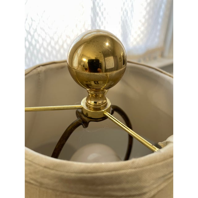 Pair of Vintage Carved Onyx Table Lamps With Original Silk Shades, C. 1950 For Sale - Image 10 of 11