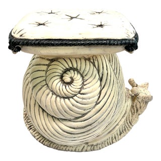 Vintage Italian Snail Garden Stool – Terracotta Garden Seat – Whimsical Outdoor Side Table For Sale