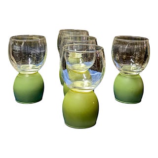 Novel Jeanette Co Ring-A-Ding 9 Ounce Olive Green Bell Glasses For Sale