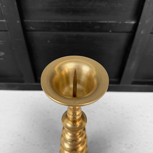 Metal Japanese Shōwa Metal Candlesticks, 1950, Set of 2 For Sale - Image 7 of 10