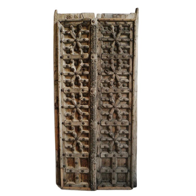 1920s Antique Rajasthan Wood Doors For Sale - Image 5 of 5