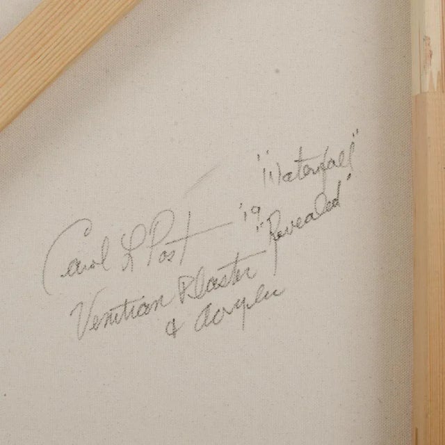 Blue Carol L. Post (American 1954-2024) "Waterfall Revealed" Abstract Painting C. 2019 For Sale - Image 8 of 8