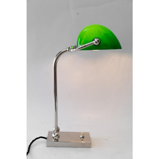 Art Deco Adjustable Nickel-Plated Banker Lamp, Vienna, Austria, 1920s For Sale - Image 11 of 16