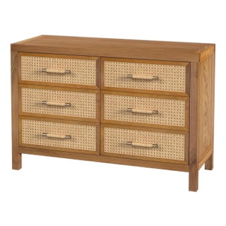 Mesa 44 in. W Cane and Wood 6 Drawer Dresser, Natural & Cane For Sale