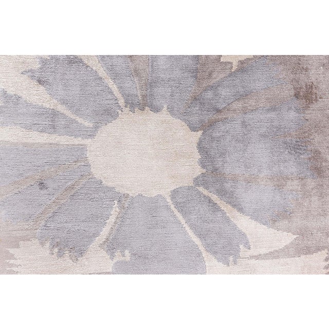 Art Deco Modern Tibetan 'Lily Design II' Silk Rug by Doris Leslie Blau For Sale - Image 3 of 8