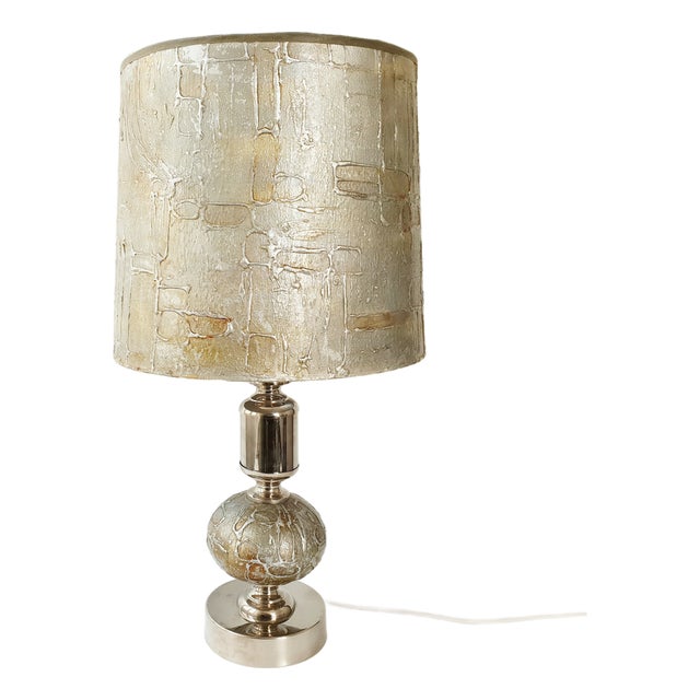 Space Age Table Lamp in Steel with Relief and Moire Reflections, 1970s For Sale