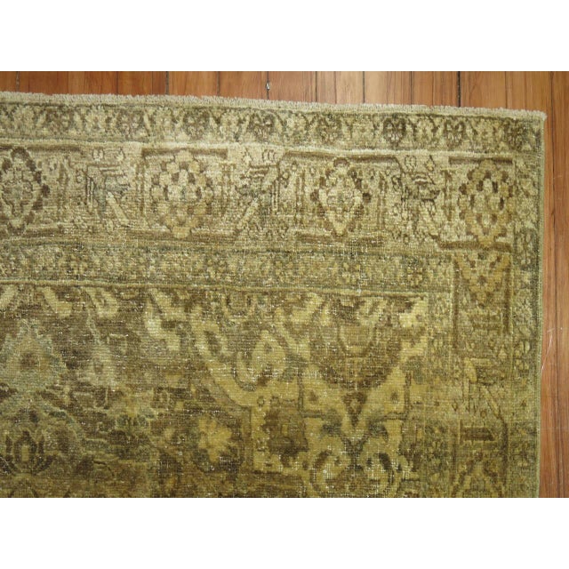 Antique Zabihi Collection Persian Tabriz Brown Gold Rug For Sale - Image 4 of 4