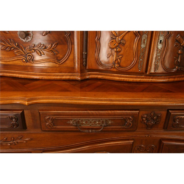 Vintage French Country Sideboard Walnut Carved For Sale - Image 9 of 10