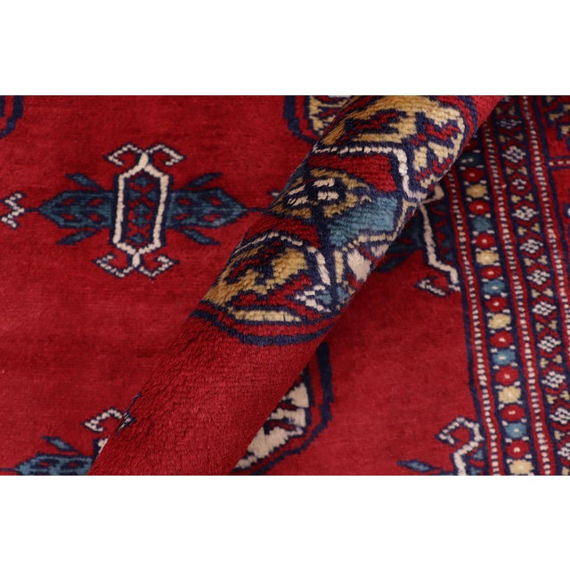 Textile Rustic Bokhara Red/Blue Hand Knotted Wool Rug For Sale - Image 7 of 9