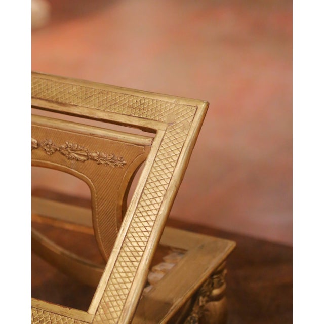French 19th Century French Louis XVI Giltwood Adjustable Bible Book Stand For Sale - Image 3 of 12