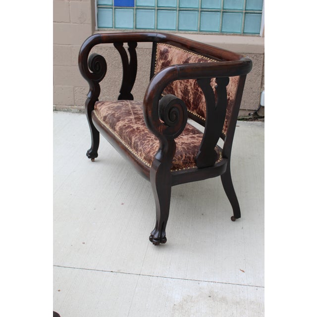 Traditional Empire Mahogany Rolled Arm Settee With Claw Feet For Sale - Image 3 of 12