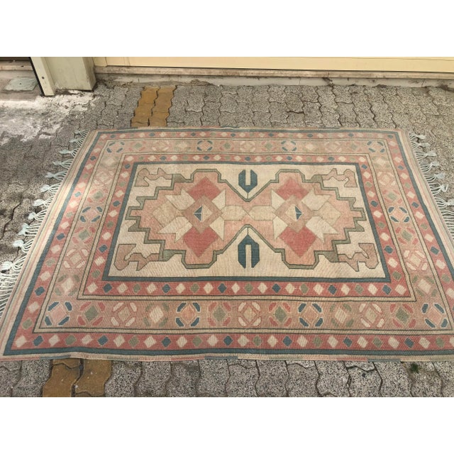 Textile Oushak Handmade Nomadic Vintage Turkish Rug For Sale - Image 7 of 11