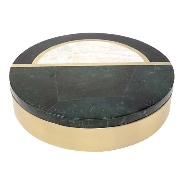 Contemporary Art Deco Inspired Shell and Brass Inlay Decorative Box For Sale