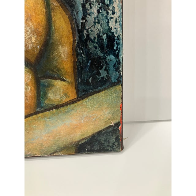 1980s Cubist Nude Painting in the Style of Modigliani For Sale - Image 9 of 9