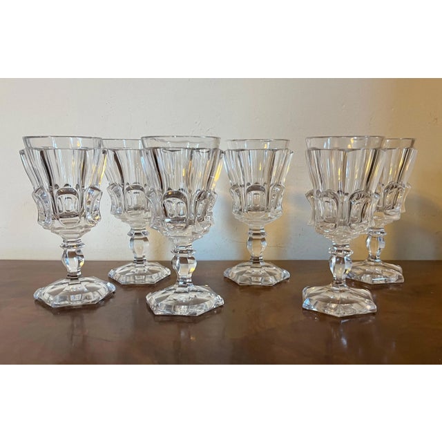 Antique 19th Century American Classical Flint Crystal Raised Panel Wine Glasses- Set of 6 For Sale - Image 13 of 13
