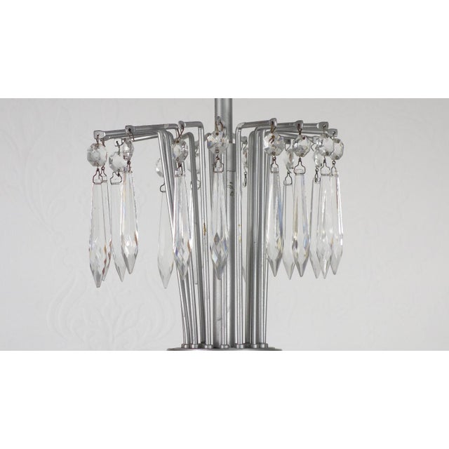 Antique Silver-Plated Brass and Lead Crystal Chandelier from Bakalowits Lobmeyr, 1960s For Sale - Image 4 of 11