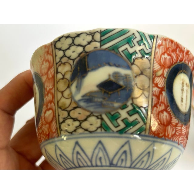 Brick Red Antique Japanese Imari Tea Bowls, Meiji Period - Pair For Sale - Image 8 of 11