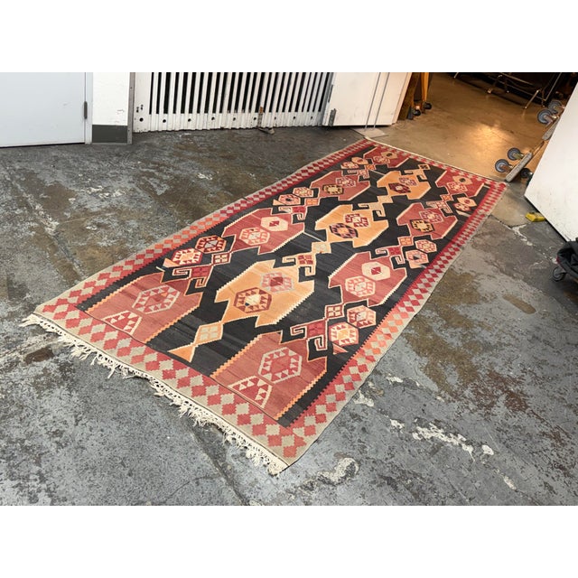 Turkish 4ft 8in × 13ft 4in Simonian Turkish Kilim Area Rug For Sale - Image 3 of 12