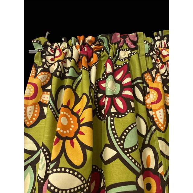 green floral cafe curtains 28 wide x 25 length set of 2 panels