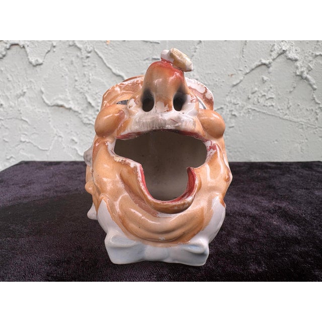 Vintage Hobo Clown Smoking Head Ashtray – Hand-Painted Ceramic – Japan / Occupied Japan For Sale In Orlando - Image 6 of 7