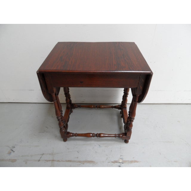 Antique Oak Dropleaf Side Table, 1890s For Sale - Image 3 of 9