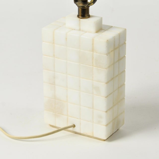 Early 20th Century Solid Carved Marble Art Deco Style Geometric Table Lamp For Sale - Image 11 of 14