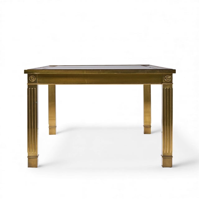 Mastercraft Mastercraft Mid Century Brass Expanding Dining Table With 1 Leaf For Sale - Image 4 of 10