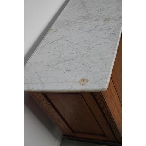 Large Antique Art Deco German Oak & Marble Chocolate Shop Counter, 1920s For Sale - Image 12 of 18